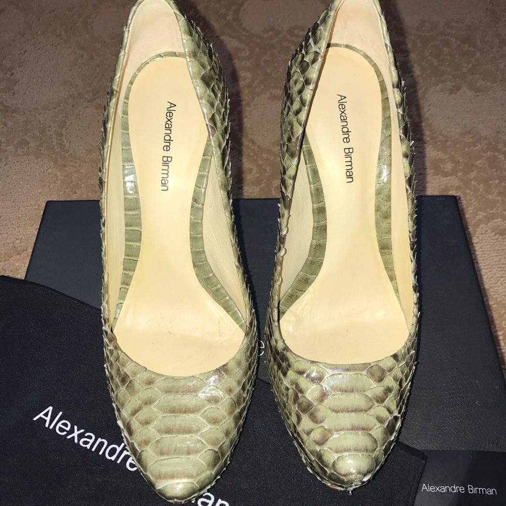 Alexandre Birman Authentic Python Olive Pumps - image 2